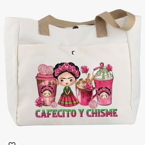 BLUPARK Funny Cafecito y Chisme Mexican Coffee Cups canvas Tote bag.